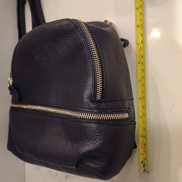 Vera Pelle Convertible Backpack Purse Bag Navy With removable Straps Italy Made - Picture 10 of 14